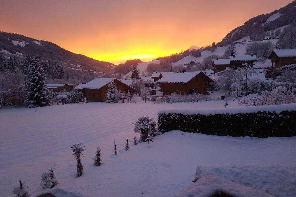 A4 Km De Megeve Tres Joli Studio Avec Jacuzzi ,Vue Sur Les Montagnes Au Calme Praz-sur-Arly Exteriör bild